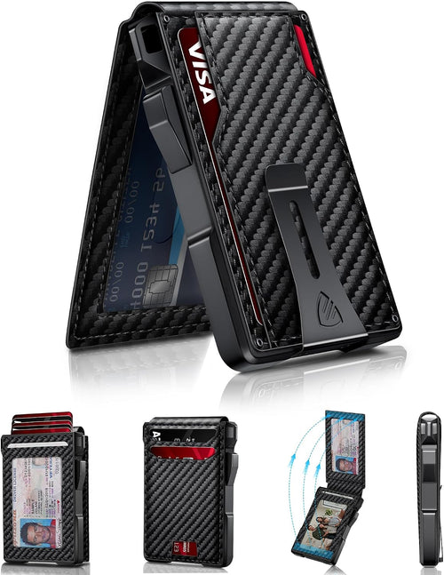 Mens Minimalist Wallet 14 Cards, Slim Compact RFID Wallet
