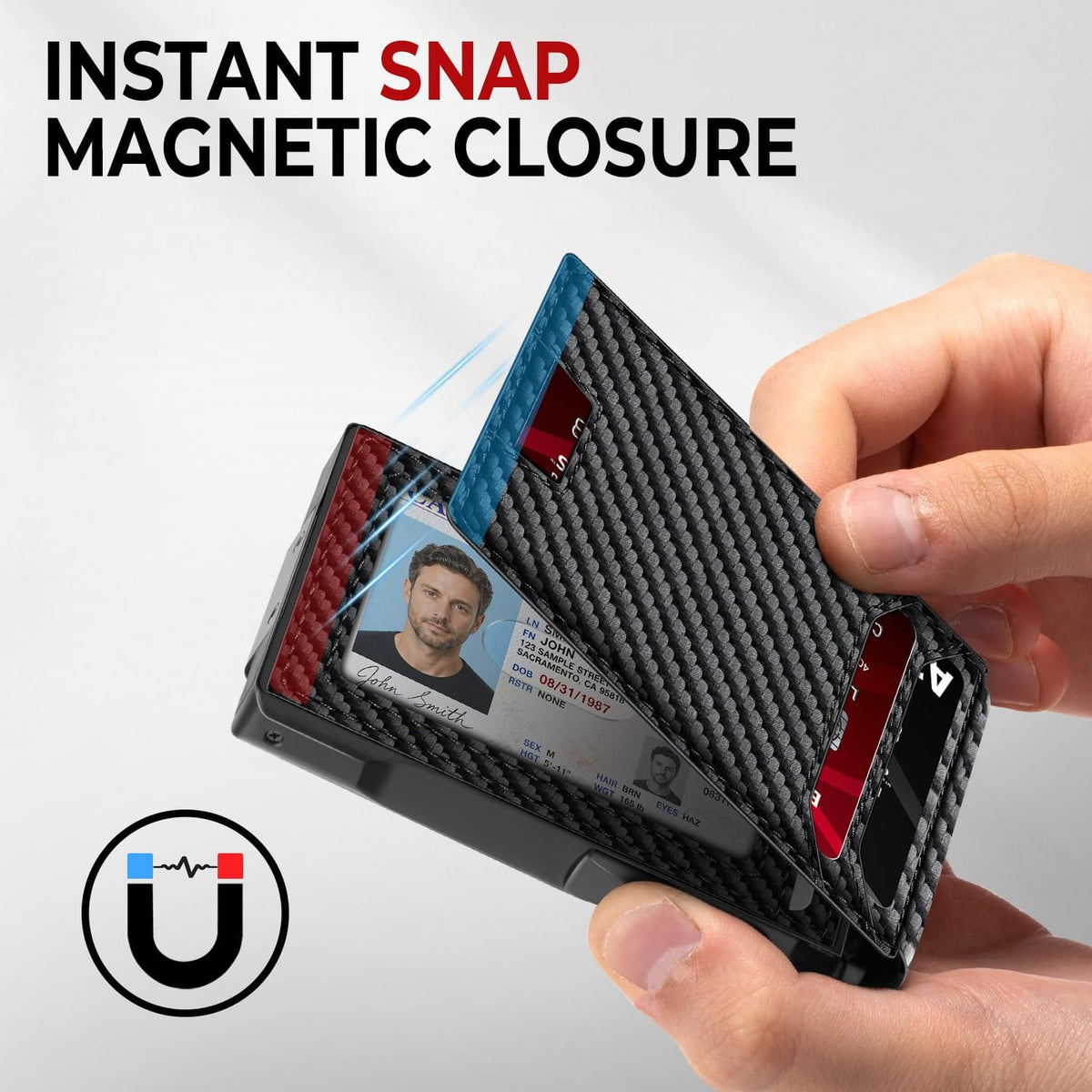 Mens Minimalist Wallet 14 Cards, Slim Compact RFID Wallet