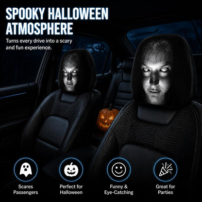 🎃 😂 Funny Cartoon Car Headrest Covers – 2PCS Universal Fit