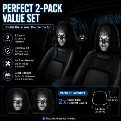 🎃 😂 Funny Cartoon Car Headrest Covers – 2PCS Universal Fit
