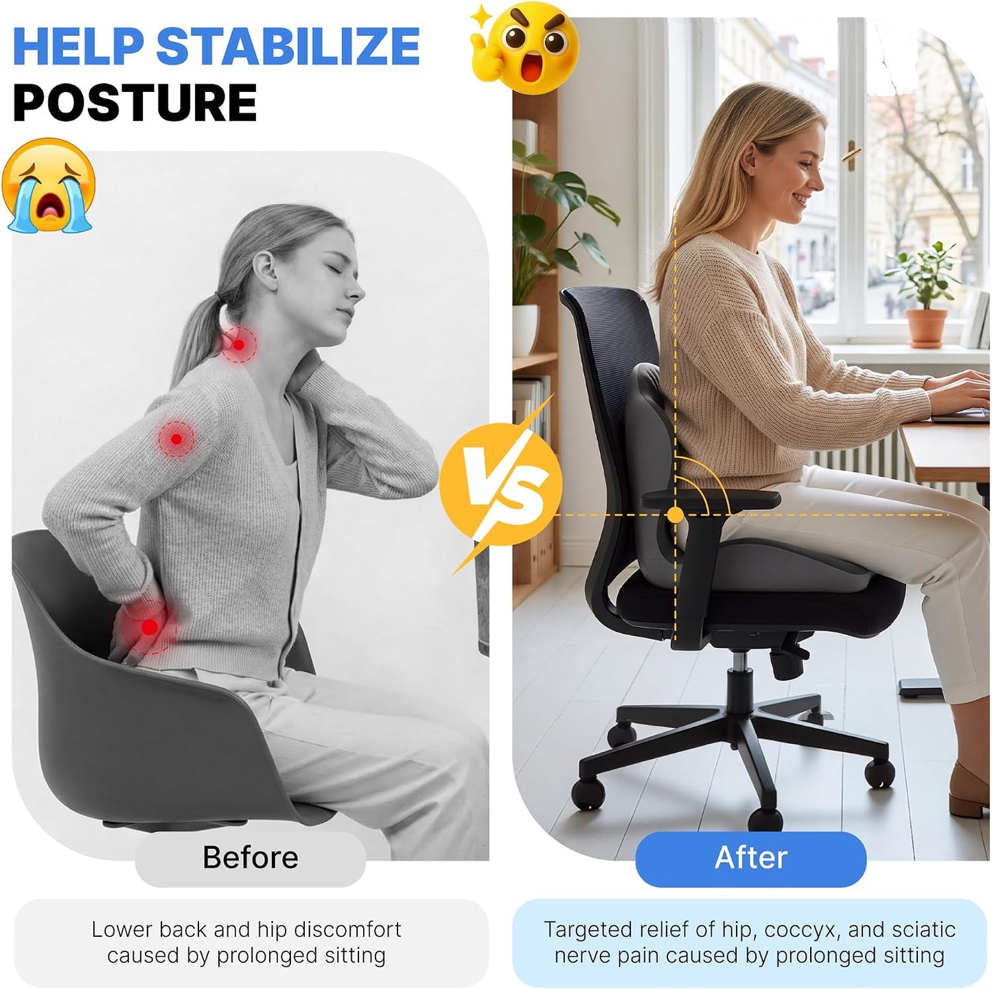 Ergonomic Back Support Seat Cushion