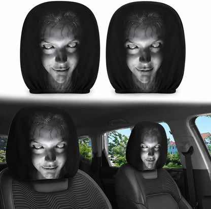 🎃 😂 Funny Cartoon Car Headrest Covers – 2PCS Universal Fit