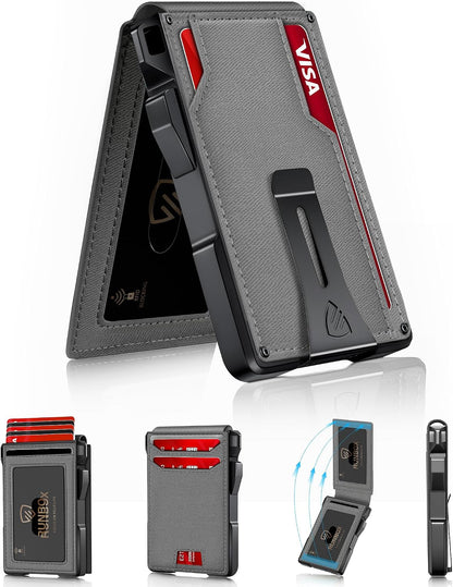 Mens Minimalist Wallet 14 Cards, Slim Compact RFID Wallet