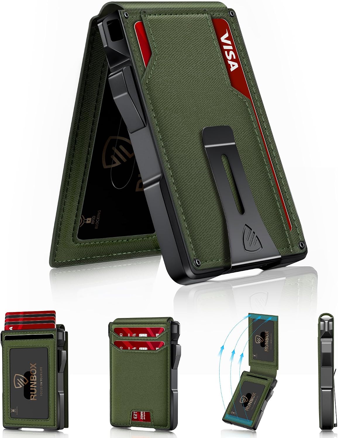 Mens Minimalist Wallet 14 Cards, Slim Compact RFID Wallet