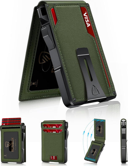 Mens Minimalist Wallet 14 Cards, Slim Compact RFID Wallet