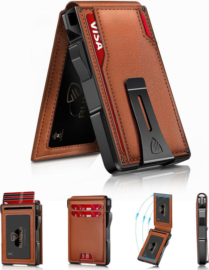 Mens Minimalist Wallet 14 Cards, Slim Compact RFID Wallet